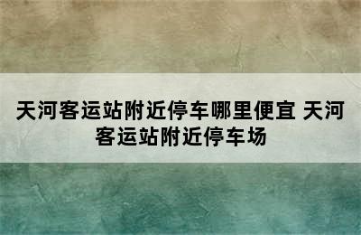 天河客运站附近停车哪里便宜 天河客运站附近停车场